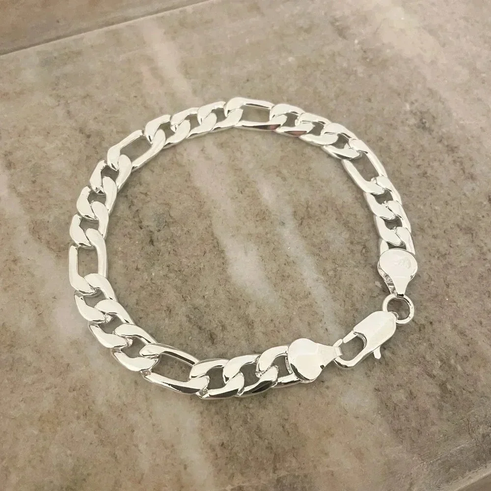 925 Sterling Silver Flat Chain Link Bracelet Modern Bracelet